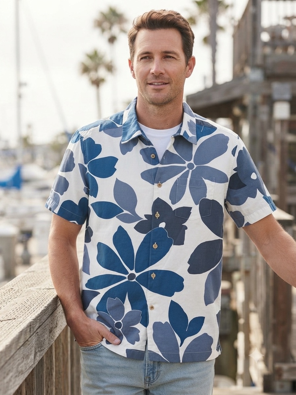 Quiksilver Waterman Collection Floral Short Sleeve Button-Down Shirt